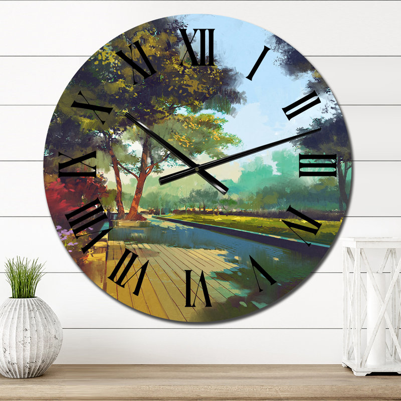Alley in Colorful Spring Park - Horloge murale moderne, Surdimensionné