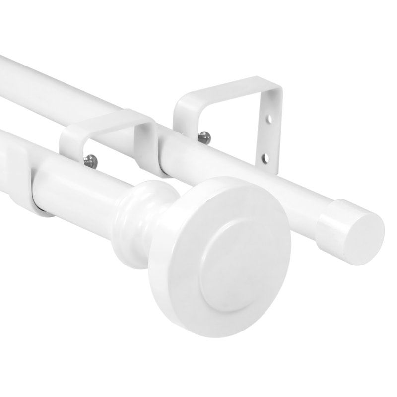Tringle à rideaux double Cottone Drapery, Blanc, H 1 po x l 84 po x P 1 po