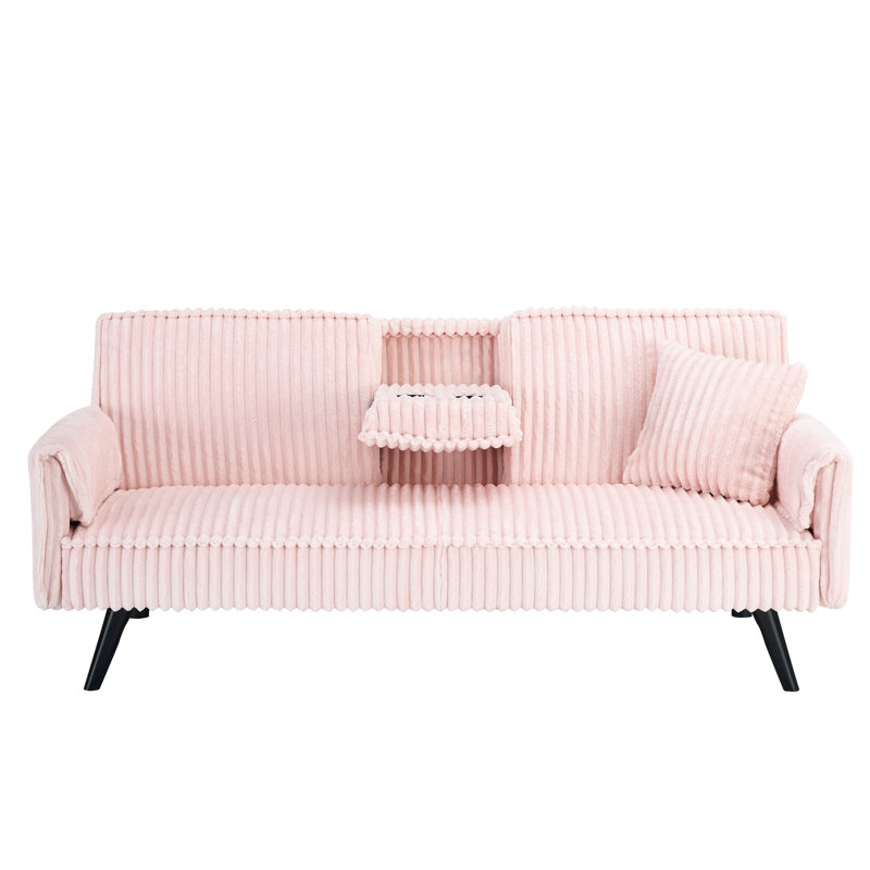 Pink Corduroy Balcony - Compact Size, Cup Holder, Enjoy View Transforming Multiple Functions, Maximize Utility, Pink