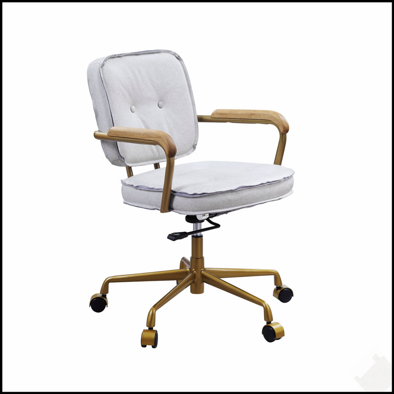 Chaise de bureau Siecross, Blanc antique/gris