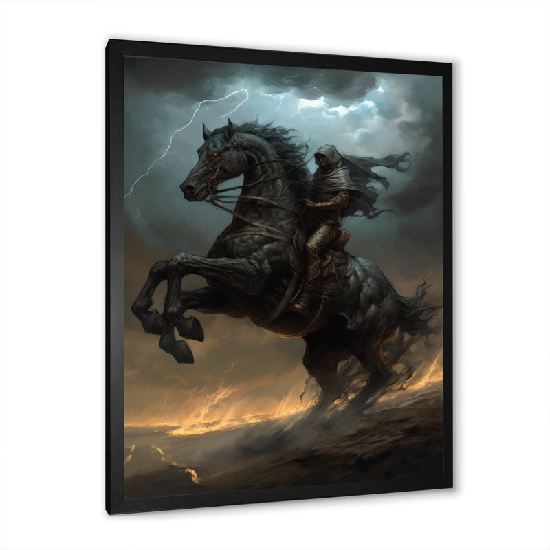 Impression sur toile fantaisie, Demon Rider, reproduction d'art foncé - Demon Rider, Cadre d'angle fermé noir