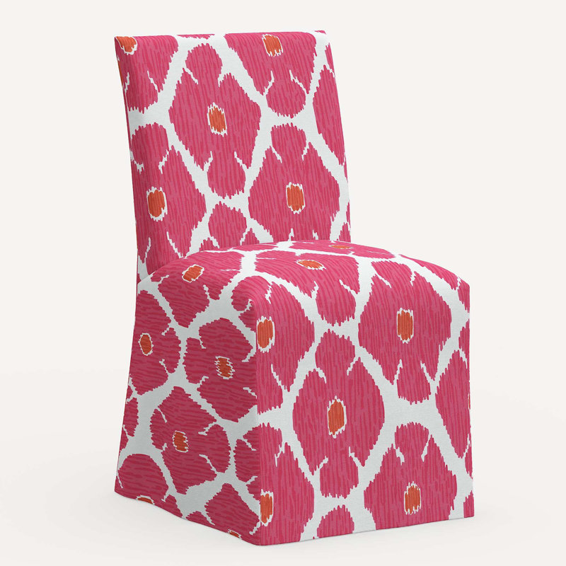 Sadia Slipcover Chair, Jr Poppy Lotus Geometric Linen