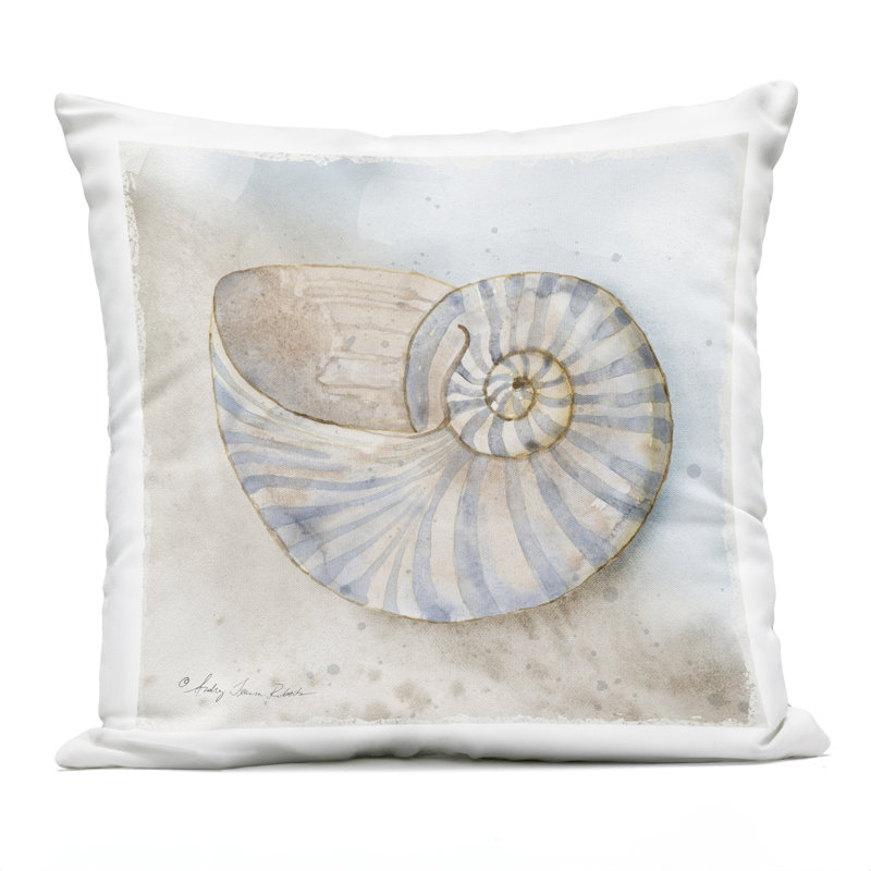 Coussin extérieur Spiral Nautilus on Shore, Nautilus spirale beige