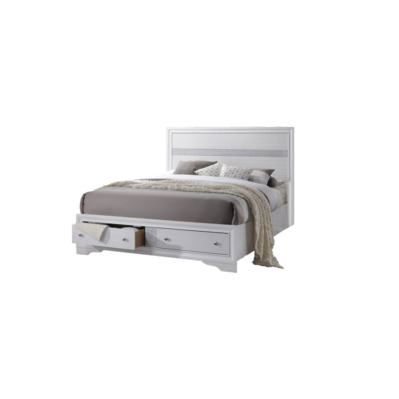 Smartt 5 Piece Bedroom Set, White, Full