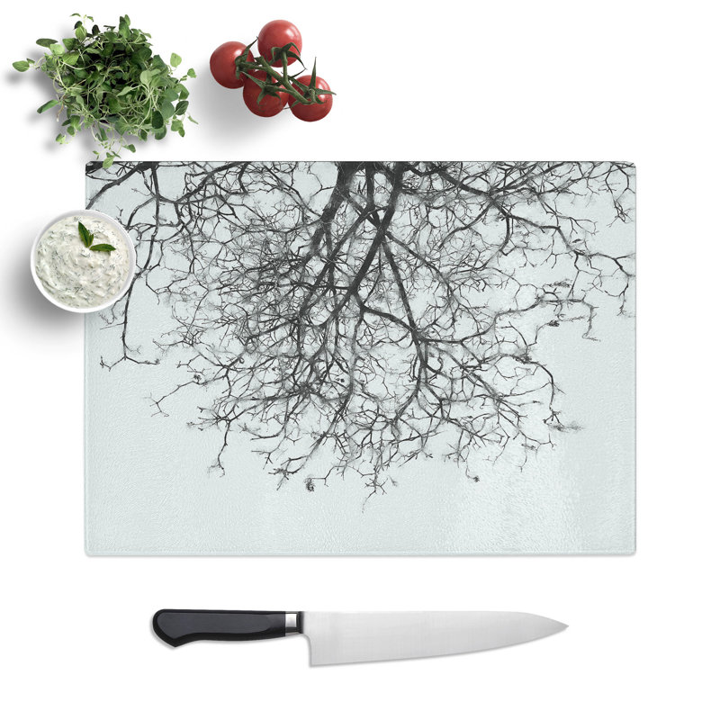 Tempered Glass Bare Tree Painting Chopping Board, 28.5 cm x 39 cm