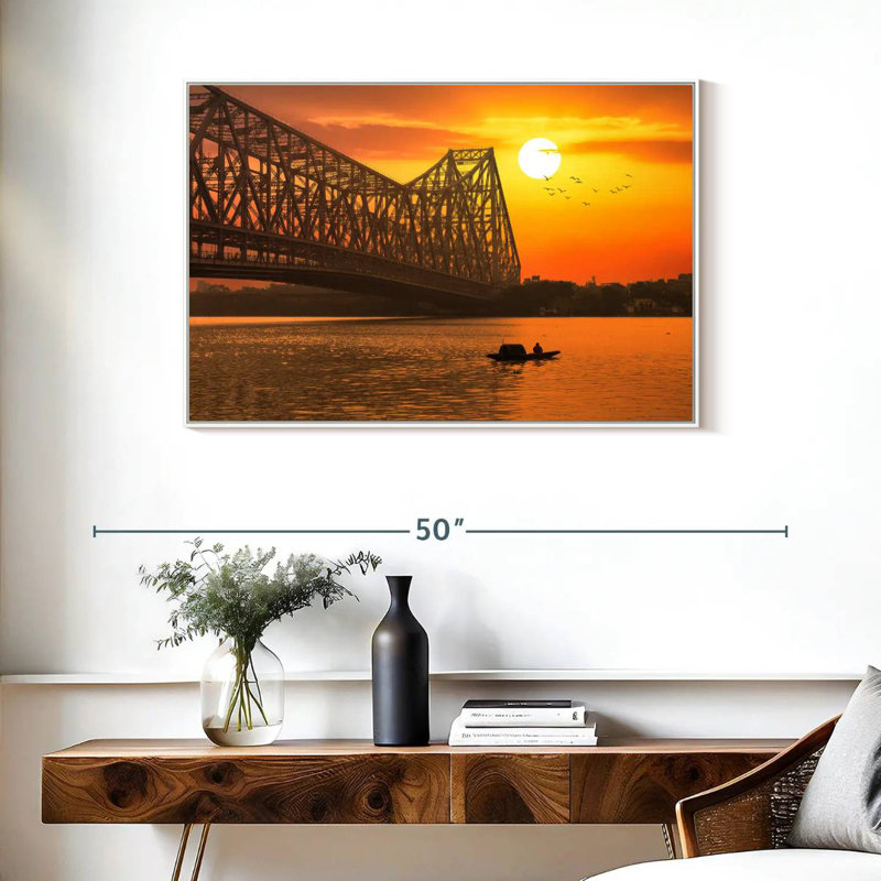 Pont Howrah, Cadre flottant blanc, 37 po x 25 po
