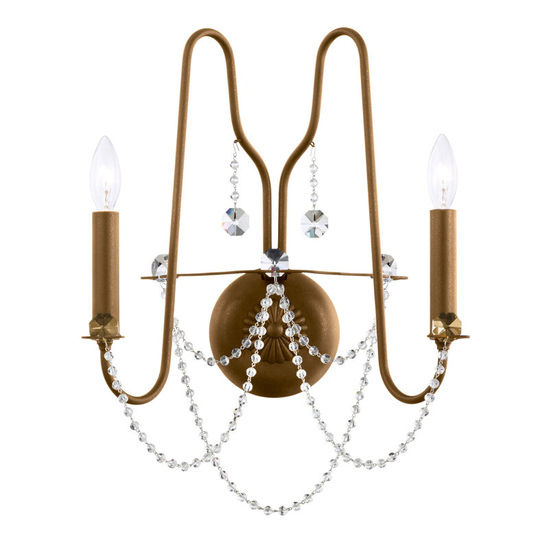 Esmery Candle Wall Light, Etruscan Gold, Optic Crystal