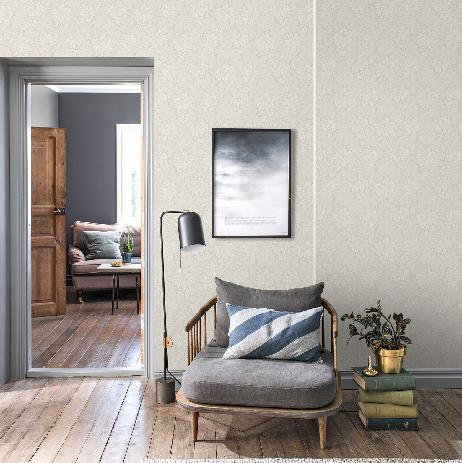 Boråstapeter Acanthus Garden Wallpaper Roll, Gray
