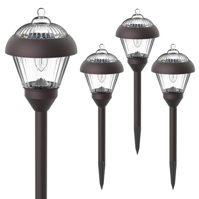 Bronze Solar Powered Integrated LED Metal Pathway Light Pack