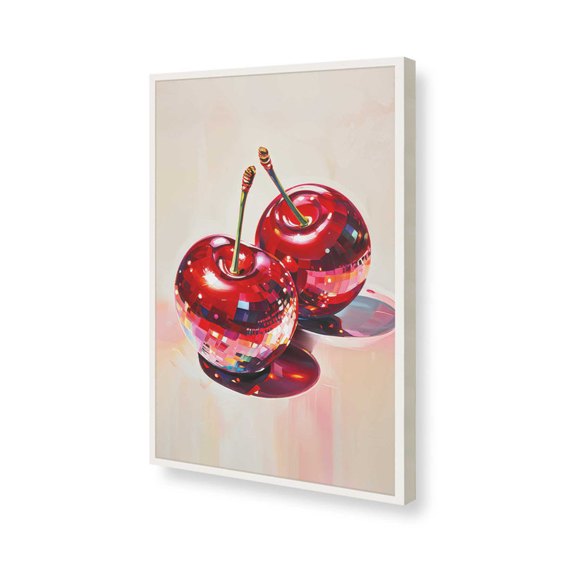 Imprimé cerises disco, Blanc opaque, H 15 po x l 12 po