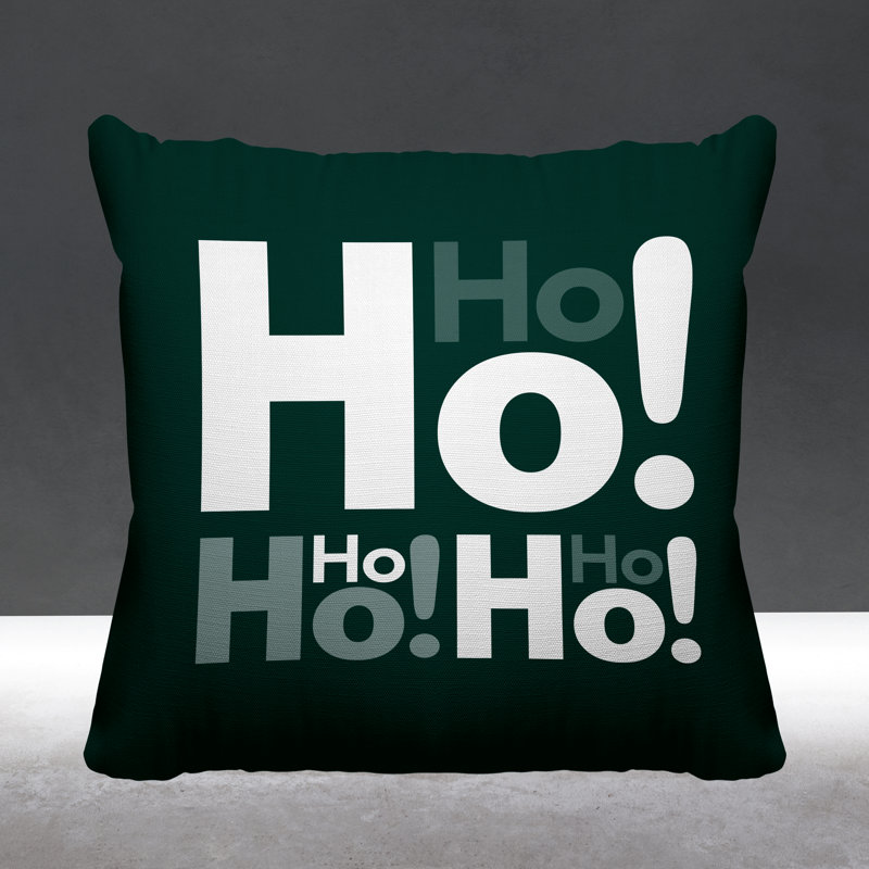 Coussin intérieur / extérieur Hohoho Christmas, L 15 po x H 15 po, Vert