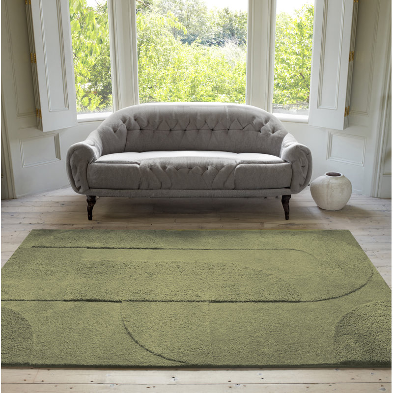 Defino Cozy Geometric Tufted Green Area Rug, Rectangle 120 x 170cm