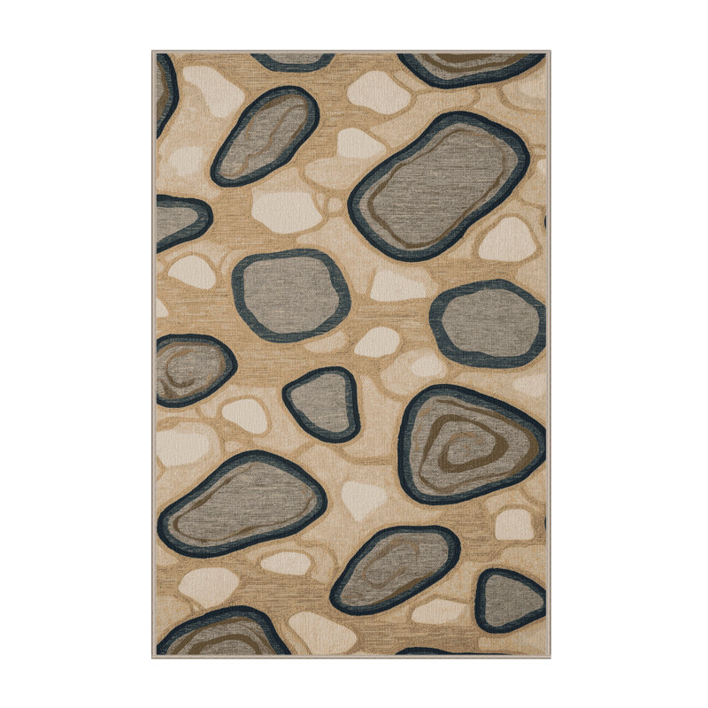 Washable Beach Rocks Hawaiian Area Rug, Rectangle 7' x 10'