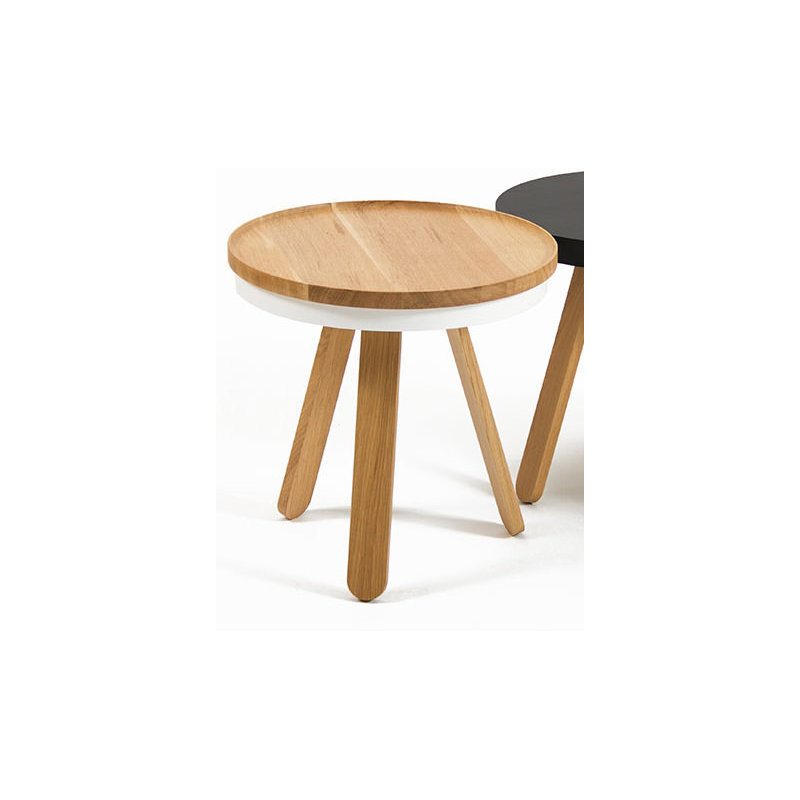 Solid Wood Tray Top End Table, Wood and White