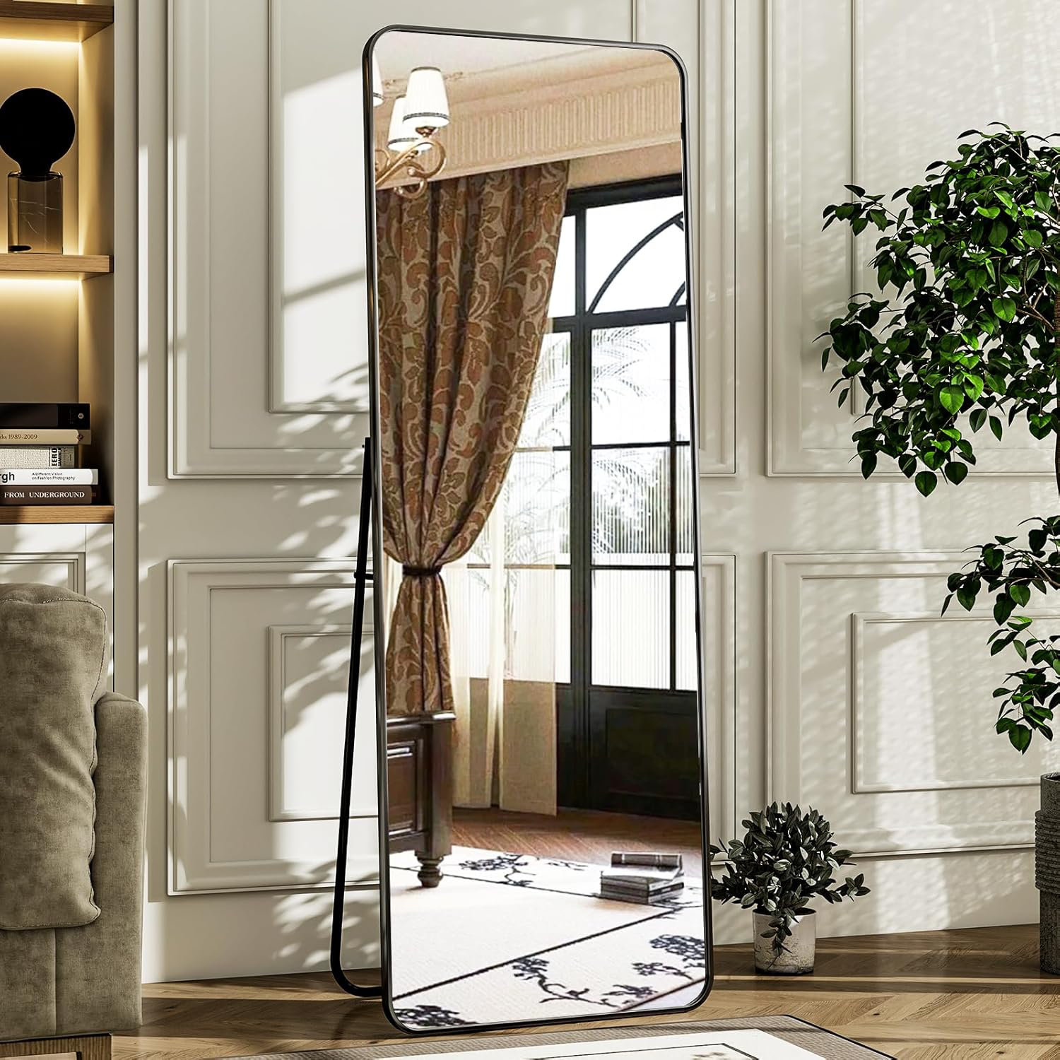 Latitude Run® Aluminum Framed Rectangle Full Length Mirror Wall Mounted Floor Mirror & Reviews | Wayfair