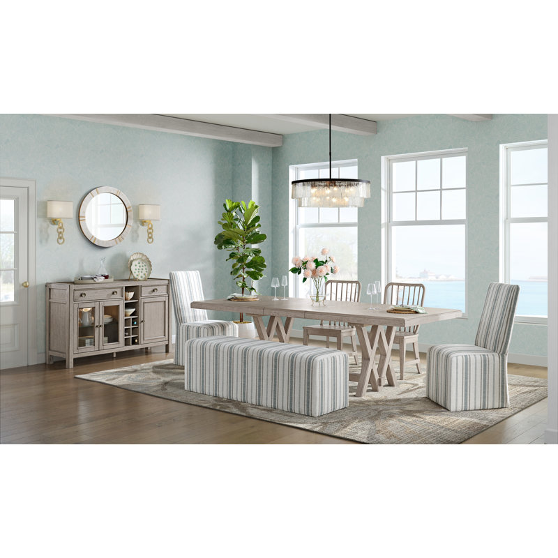 Upholstered Dining Bench with Casters