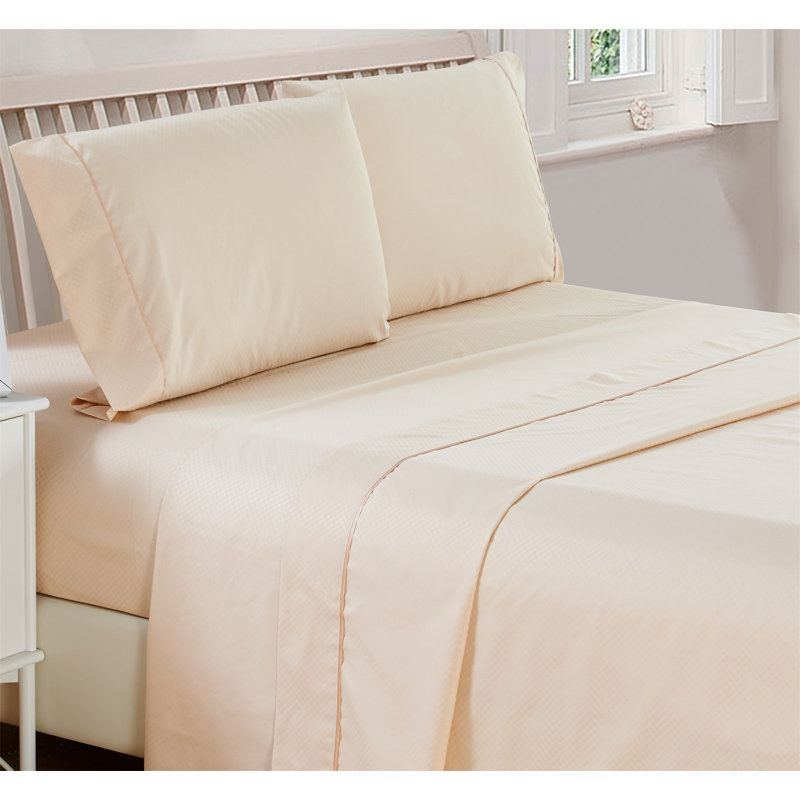 Ensemble de literie en microfibre , Vanille, Ensemble de drap pour lit grand lit avec drap-hous