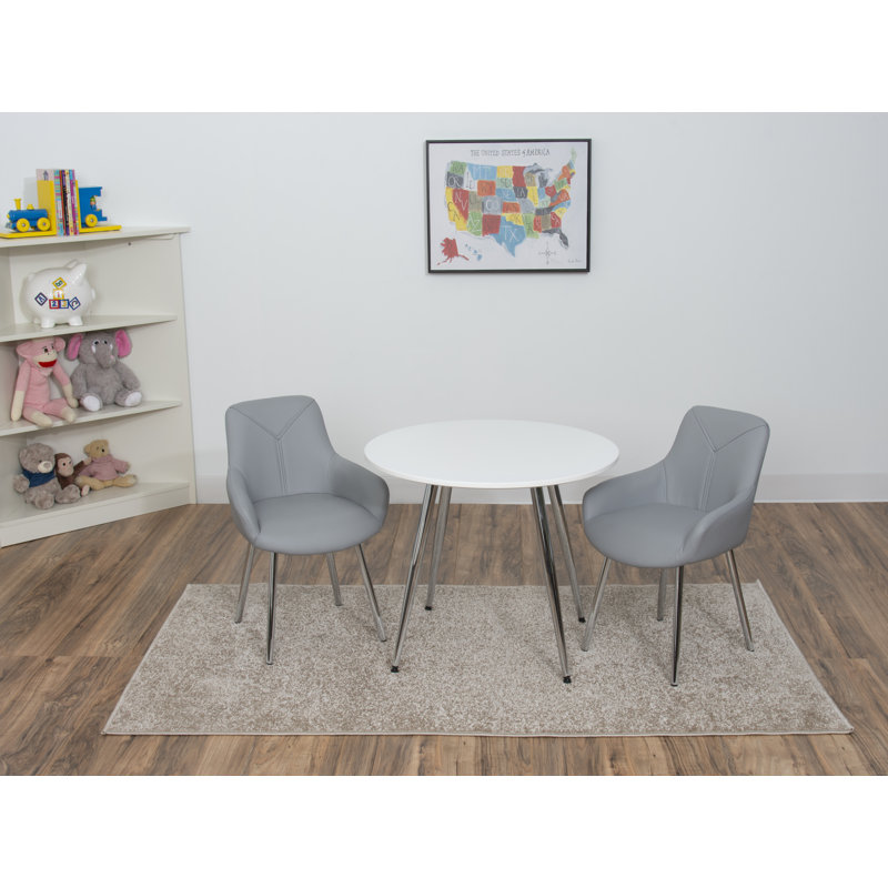Paz Kids 3 Piece and Chair Set, Gray