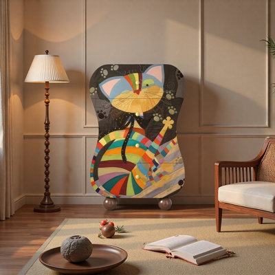 Armoire de rangement en bois Artistic Cat Motif