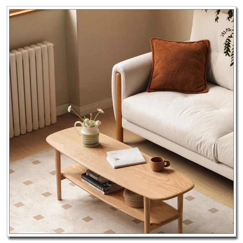 Table basse avec plateau en bois massif, H 16,54 po x L 47,24 po x l 15,75 po