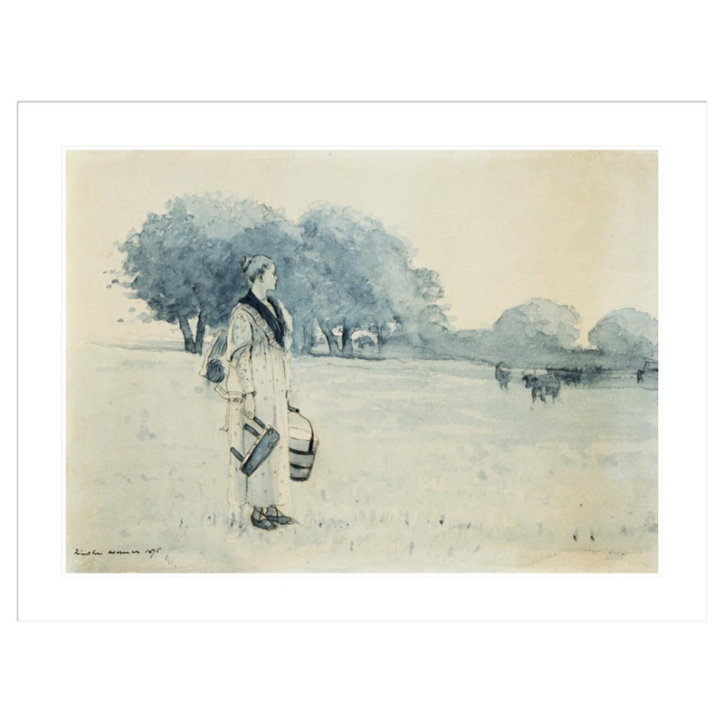 «Milkmaid» par Winslow Homer - impression giclée encadrée, H 31,8 po x l 41,5 po