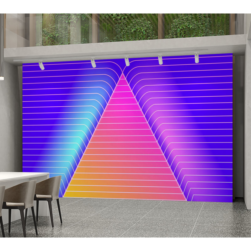 Premium Peel & Stick Wall Mural - Neon Zigzag Pattern, 120" L x 180" W