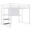 Lit mezzanine double avec bureau et tableau blanc, lit mezzanine en métal avec 3 tablettes et échelle, blanc-1184830081