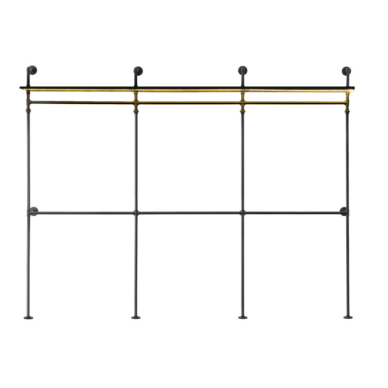 Étagère à vêtements industrielle avec lumières et tablettes à DEL - Système de rangement robuste