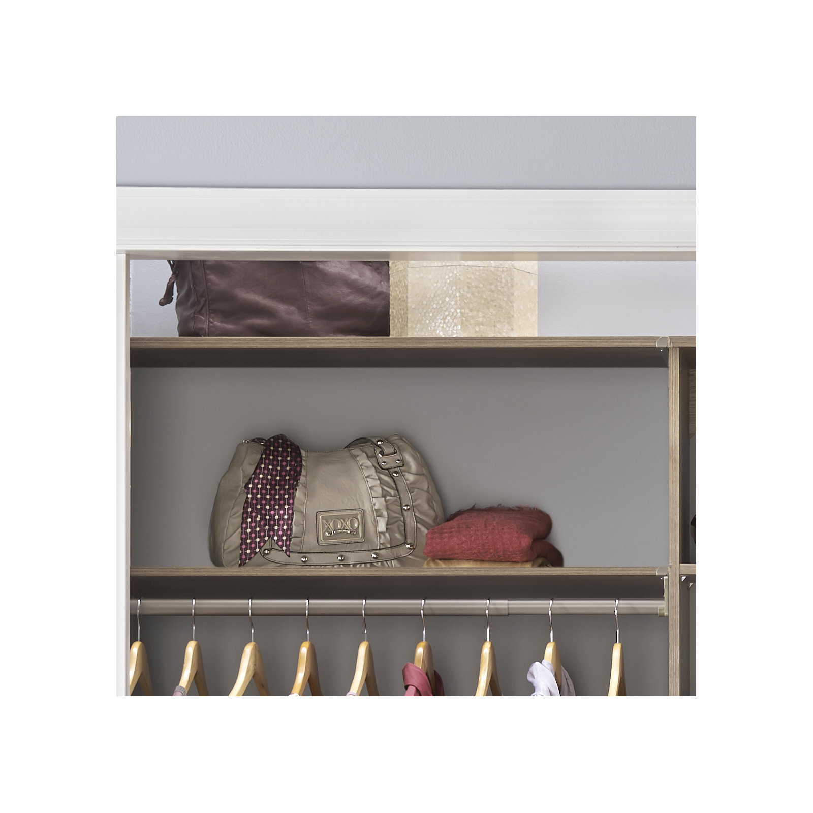 SuiteSymphony 84" W - 120" W Closet System with Drawer, Natural Gray