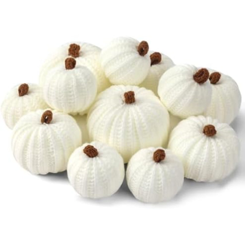 Ensemble de 12 citrouilles d'automne au crochet faites à la main avec des décorations d'Halloween de 2,36, 3,15 et 4 pouces