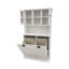 Armoire à linge blanche avec deux compartiments et panier de rangement amovible-861276614