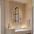 Arched Wood Framed Wall Mirror, Rustic Decorative Mirror For Bathroom