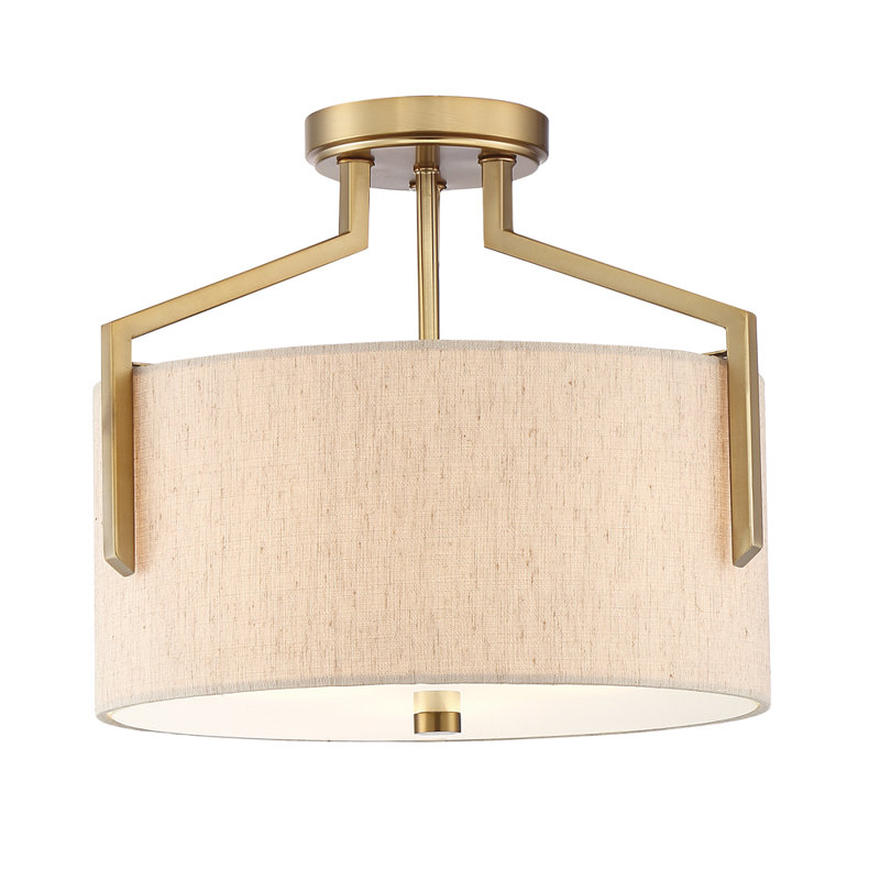 Torron Fabric Semi Flush Mount, Brushed Gold