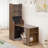 Mid-century Multi-use Extenable Cabinet Desk With Storage Peg Board, Storage Cabinet With Sliding Glass Doors, Led Light, Free Cat Cushion And Cat Toy