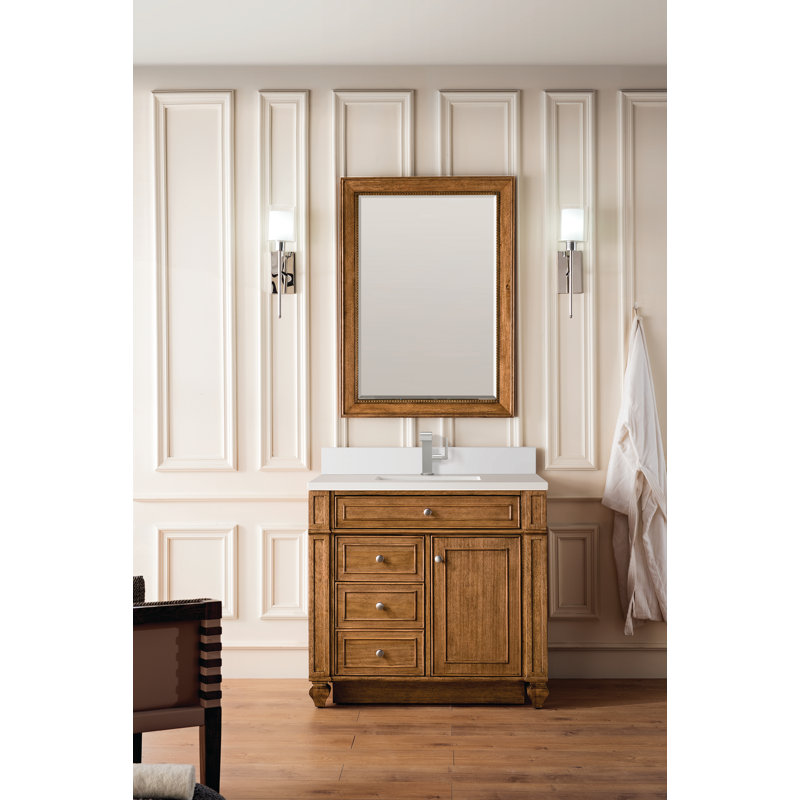 Bristol 36'' W Single Vanity, Single-Hole, Saddle Brown, White Zeus