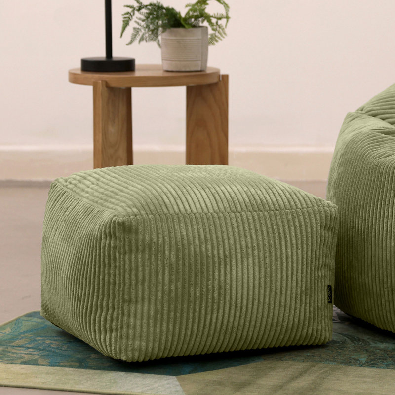 Amara Corduroy Square Footstool, Green