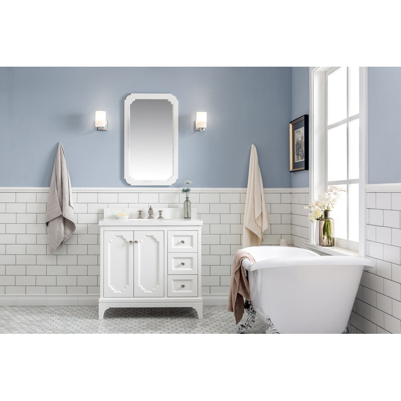Queen 36" Single Bathroom Vanity Set, Waterfall, Pure White