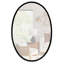 Miroir mural ovale en métal avec bords encadrés et support en bois, miroir