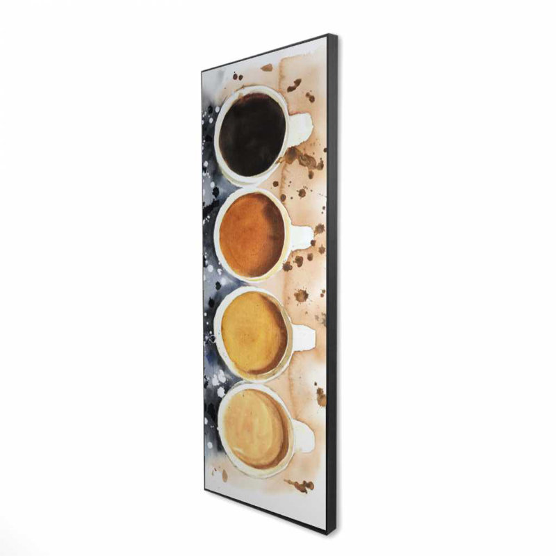 Quatre tasses de café avec éclaboussures de peinture - Art de la cuisine gastronomique, H 61,25 po x l 21,25 po