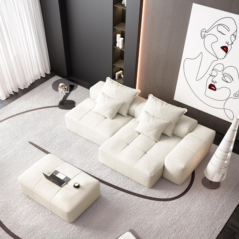 Modern Oversized Modular Sectional Sofa, Beige