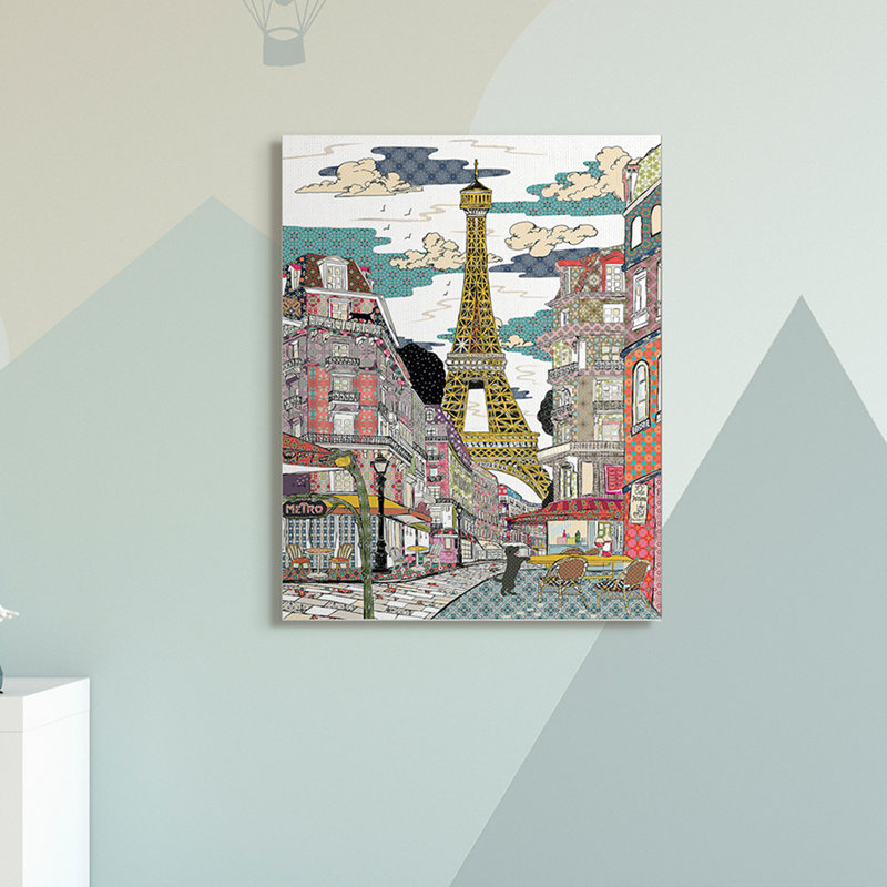 Christifère Christifer, patchwork de Paris, Toile tendue, H 40 po x l 30 po x P 1,5 po