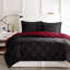Ensemble de couette réversible matelassée 3 pièces en polyester, matelassage en losanges 3M Scotchgard, alternative au duvet, rouge et noir, format King/Cal King-136126036
