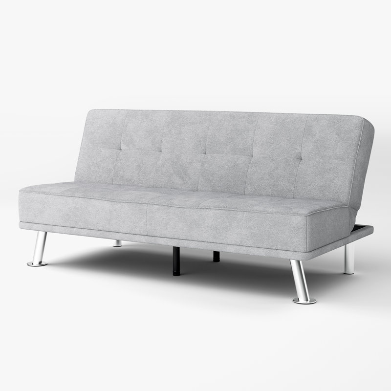 Futon Sofa Bed With Adjustable Backrest, Gray