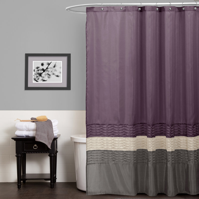 Rideau de douche simple à motif géométrique Mia, Mauve / Gris