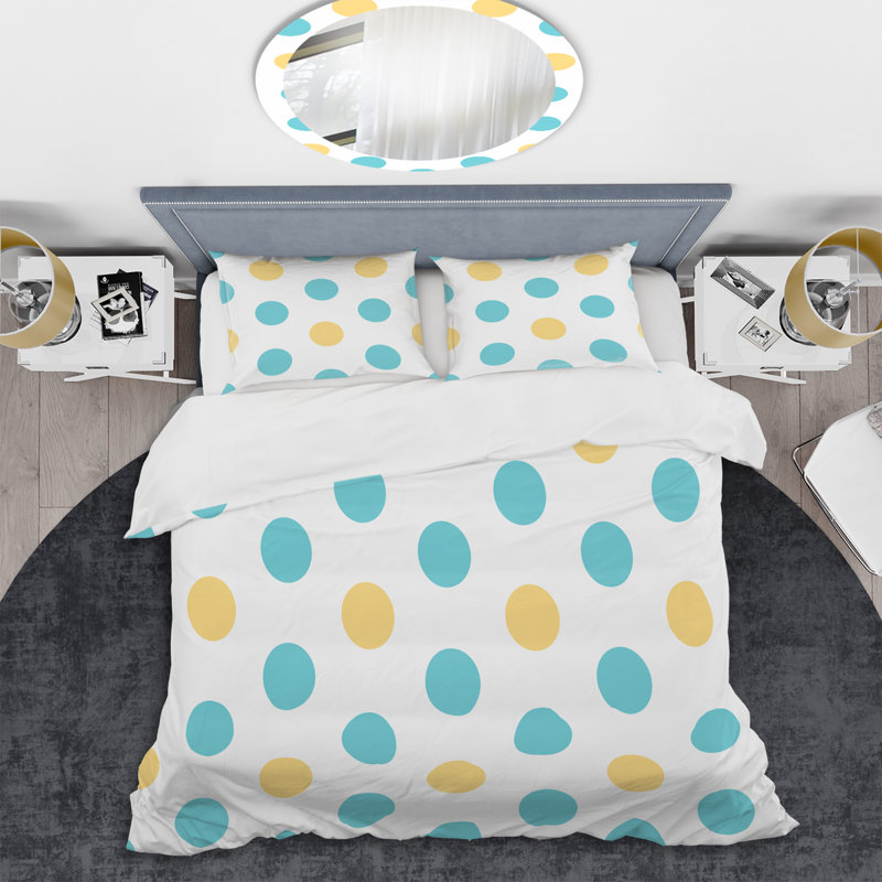 Ensemble de housse de couette en microfibre bleu / jaune 2 pièces, Housse de couette simple + 1 taie décorative stan