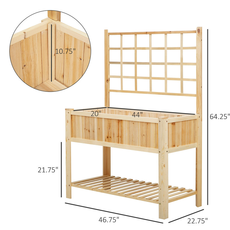 Lit de jardin surélevé en bois, support de boîte à fleurs surélevé de style Coutryside