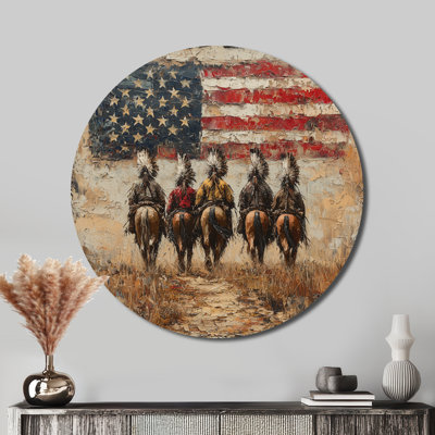 Scenes Of Native American Culture Left Behind II - Global Red Metal Art Print