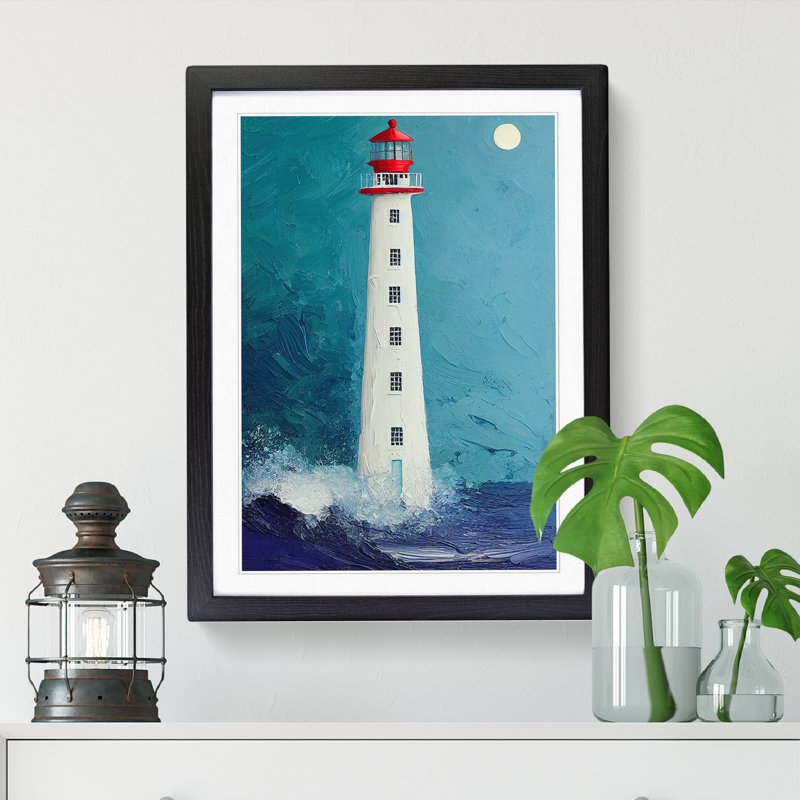 Lighthouse Painted Vol.7 - Picture Frame Print, Black, 34cm H x 25cm W x 2cm D