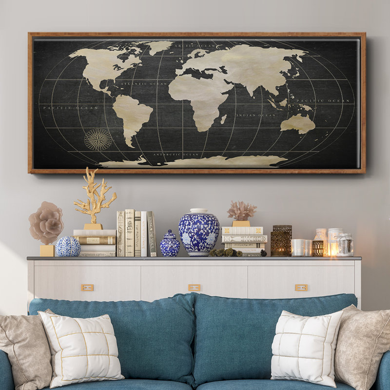 Carte du monde rétro - toile encadrée