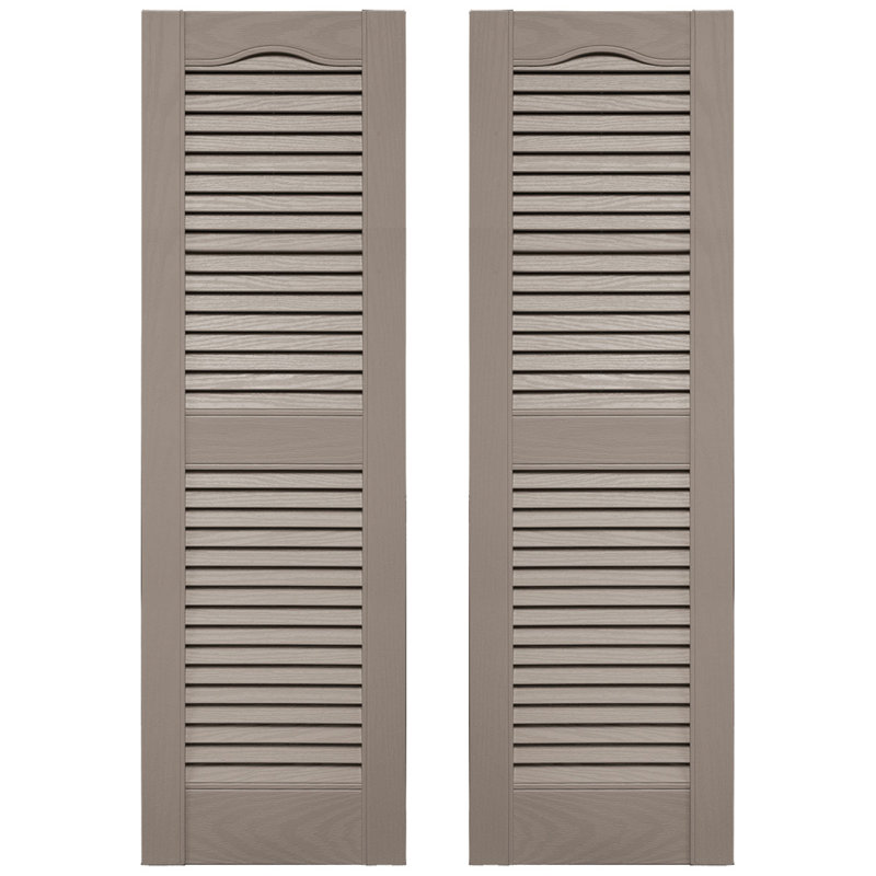 Builders Edge, panneau central cathédrale sur mesure, volets à persiennes ouvertes, Argile, 12 po, 32 po